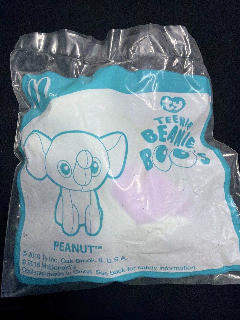 McDonald's Teenie Beanie Boo Peanut Koala Plush Toy (Category: Toys & Games) located in Petaling Jaya. Submitted by jasprops (Listing ID 1449152283, Image 1). Description: - McDonald's Teenie Beanie Boo plush toy - Character: Peanut the elephant - Year: 2018 - Condition: Brand new, still in original packaging - Ideal for: Collectors and children - meet up within Kuching town area only .