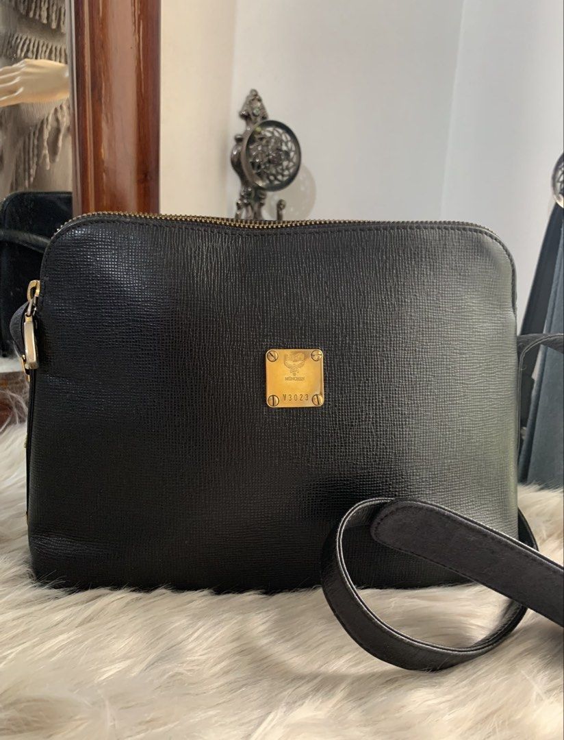 MCM Crossbody Bag (Category: Luxury Bags & Wallets) located in Malolos. Submitted by flapnbloom.ph (Listing ID 1449326142, Image 2). Description: Authentic black leather MCM crossbody bag .