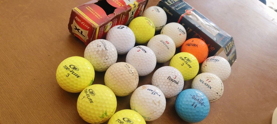 Mixed Golf Balls - Top-Flite, Bridgestone, Srixon, Wilson (Category: Golf) located in Bulacan. Submitted by babz30261 (Listing ID 1449132374, Image 2). Description: - Assorted golf ball bundle - Brands include: Top-Flite, Bridgestone, Srixon, Wilson - Colors: Yellow, Orange, Blue - Ideal for practice sessions - Great for casual rounds of golf - Get a good variety for your next game.