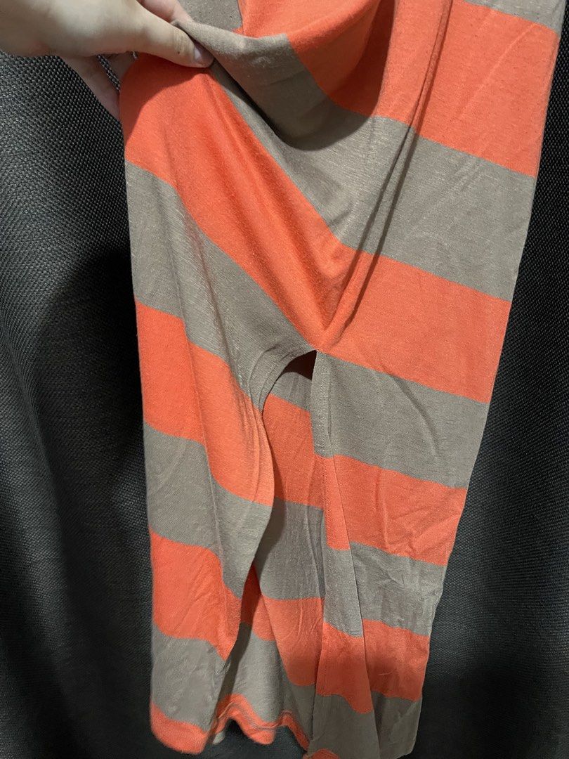 Mossimo Striped Maxi Dress with Slit Fits Medium (Category: Dresses) located in Mandaluyong City. Submitted by blzstr (Listing ID 1449279082, Image 3). Description: - Chic orange and taupe striped maxi dress - Sleeveless halter design - Flattering cinched garterized waist - Convenient slit for ease of movement - Stylish back keyhole detail with button closure - Made from soft, flowy fabric - Ideal for casual outings or a beach day - very comfy to