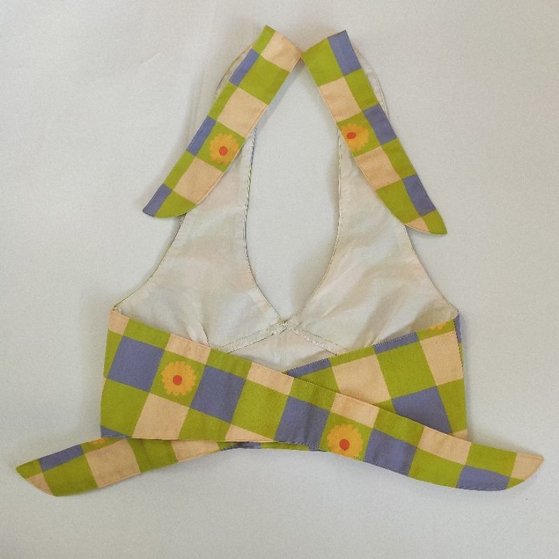Patchwork top (Category: Sleeveless) located in Taguig. Submitted by cftbncs (Listing ID 1358072239, Image 2). Description: Rfs: Decluttering - used only once - size xs to small - perf for summer outfit - cloth: Japanese linen Mop: G-cash and Bank transfer.