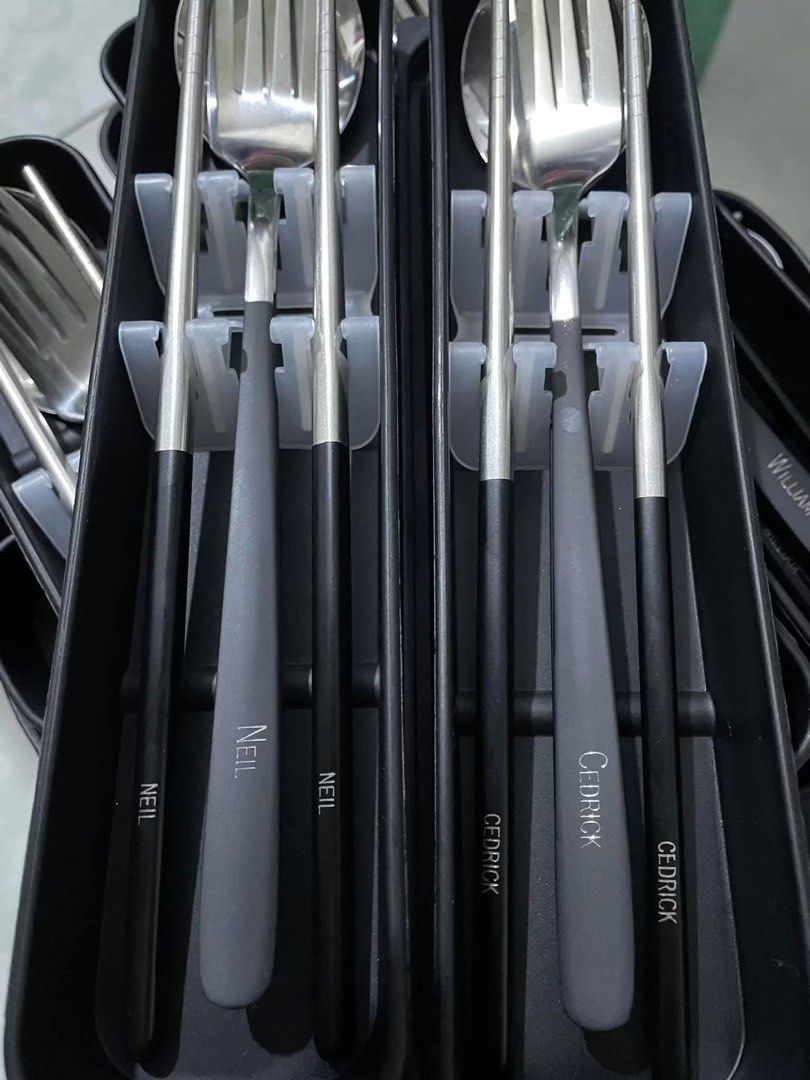Personalized Cutlery Set with Case (Category: Dinnerware & Cutlery) located in Caloocan City. Submitted by addtojoyonlinestore (Listing ID 1449250517, Image 1). Description: - Travel cutlery set for two people. - Includes: 1Spoon, 1Fork, 2 Pairs of Chopsticks. - Comes with a sleek black carrying case. - Ideal for picnics, travel, or as a unique personalized gift..