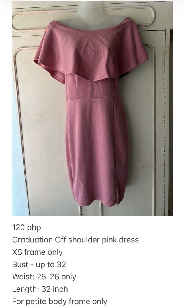 Pink Off-Shoulder Graduation Dress (Category: Dresses) located in Bulacan. Submitted by kaidabu (Listing ID 1449296012, Image 1). Description: Shipping: JNT/LBC/Lalamove .