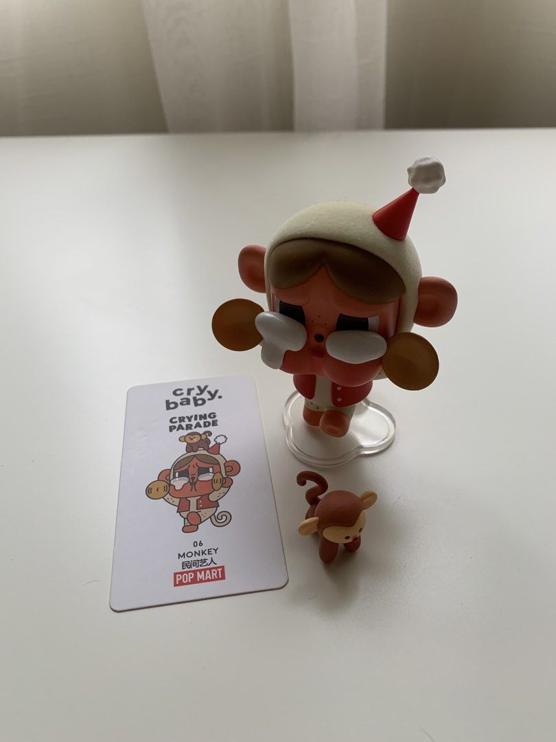 Pop Mart Cry Baby Crying Parade - Monkey (Category: Designer & Blind Box Toys) located in Taguig. Submitted by kxtrxnxxxx (Listing ID 1449150465, Image 2). Description: - RFS: Decluttering - No more box and foil - CARD INCLUDED - Minimal dirt/dust (see pics) ‼️‼️ READ FIRST ‼️‼️ 📦 Delivery within Metro Manila ONLY ⏰ 24-hour reservation only. ❌ NO Orange app checkout ❌ NO Meetups 💵 MOP: GCash, BDO and Unionbank ONLY 📦 Delivery within Metro Mani