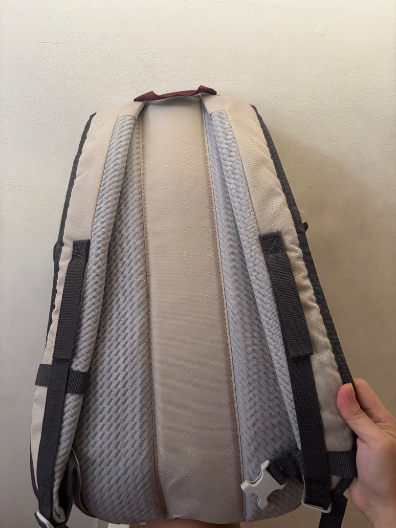 Quechua Hiking Backpack (Category: Backpacks) located in Quezon City. Submitted by hk_62000 (Listing ID 1449180184, Image 2). Description: - Quechua backpack in light grey and beige. - comfortable padded shoulder straps with buckles - side mesh pockets for water bottles. - Includes a zipped main compartment and a front pocket. - Ideal for day trips or hiking adventures. - RFS: No longer being used.