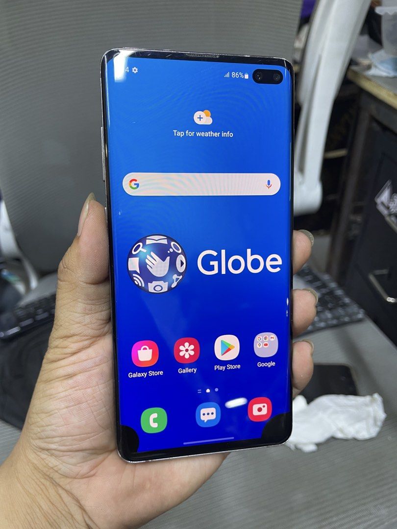 Samsung Galaxy S10 plus (Category: Samsung) located in Koronadal. Submitted by ppuzzzz (Listing ID 1449111938, Image 2). Description: - Samsung Galaxy S10 Plus - 128GB storage - Back glass has visible cracks - Fully functional device - Two blackdot in downpart area - Clear both Camera.