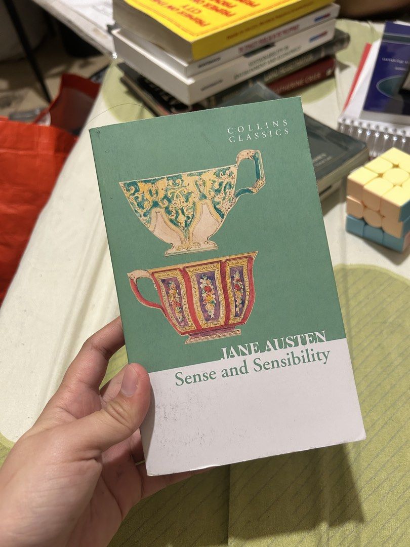 Sense and Sensibility by Jane Austen Collins Classics (Category: Storybooks) located in Manila. Submitted by declutteringmpc (Listing ID 1449218111, Image 1). Description: - Jane Austen's classic novel, Sense and Sensibility - Collins Classics edition - Beautiful teacup illustrations on the cover - Ideal for fans of classic literature.