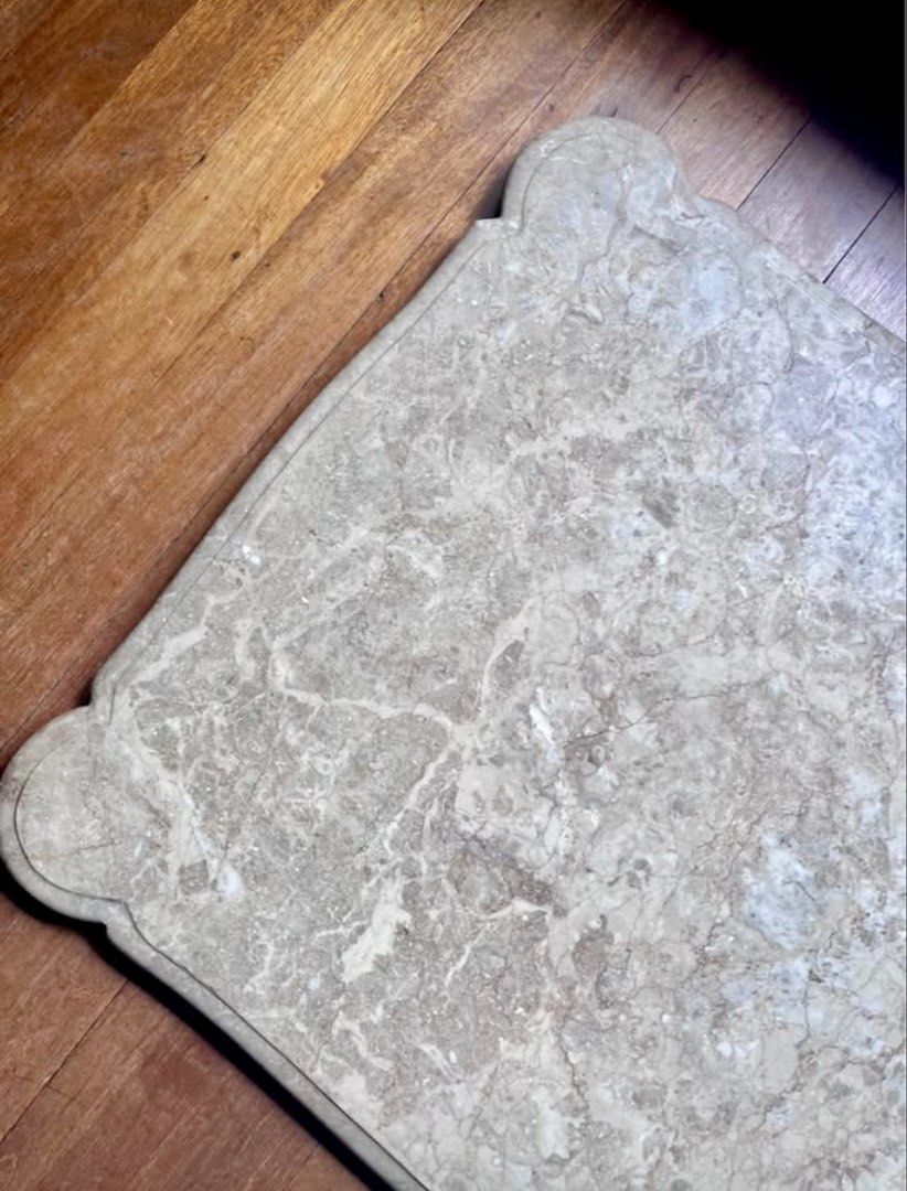 SOLID MARBLE DESKTOP (Category: Tables & Sets) located in Mandaluyong City. Submitted by goodfair (Listing ID 1449185352, Image 2). Description: This is a substantial piece featuring a heavy, genuine marble top with beautiful natural veining and elegant scalloped edges. Dimensions: 54.5"× 26" × 1" Does not come with the base frame. See last picture for the sample desk. Free delivery within Metro Manila..