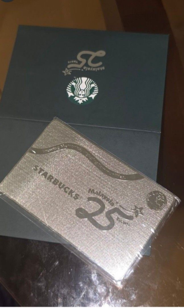 LAST Starbucks Malaysia 25th anniversary metal card with RM300 CREDIT (Category: Vouchers) located in Kuala Lumpur. Submitted by starbuckstoletgo (Listing ID 1449197642, Image 1). Description: RM300 credit inside last piece.