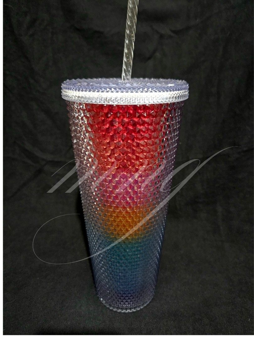 Starbucks Studded Rainbow Ombre (Category: Water Bottles & Tumblers) located in Manila. Submitted by catsofgreenfielddistrict (Listing ID 1449156003, Image 3). Description: 🐾😺 Your purchase/s will help raise funds for Cats of Greenfield District 😺🐾 🥰 Preloved 😍 Adorable Starbucks studded tumbler 🌈 Features a vibrant rainbow ombre design.