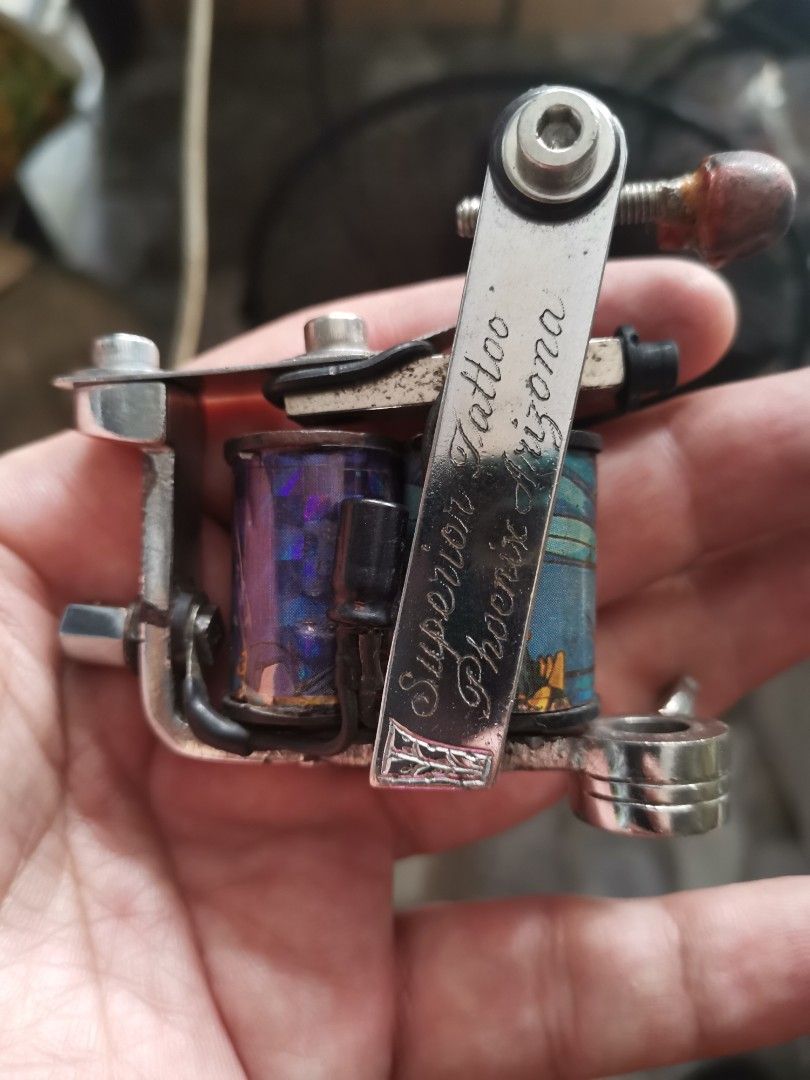 Superior Tattoo Machine Phoenix Arizona Coils (Category: Vintage Collectibles) located in Quezon City. Submitted by heybailey (Listing ID 1449120779, Image 2). Description: - Vintage tattoo machine - Made by Superior Tattoo, Phoenix, Arizona - Features two coils - Great for collectors or artists - Sold as is.
