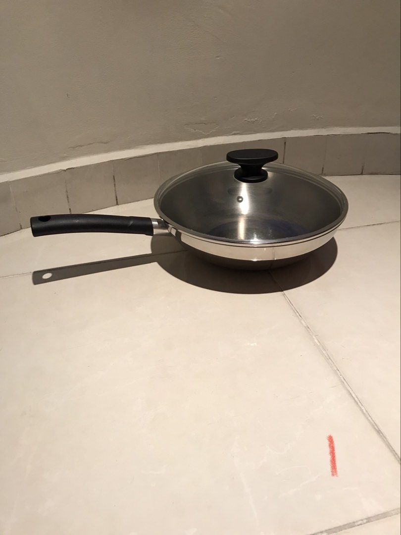 Tefal Stainless Steel Wok with Glass Lid 29cm