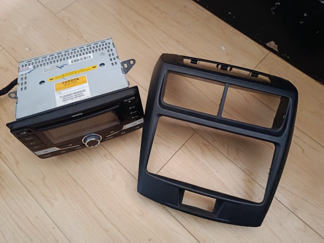 Toyota Avanza 2018 Head Unit (Category: Audio, Video, Alarm and other Electronic Accessories) located in Pasig City. Submitted by pinkymon1029 (Listing ID 1449283757, Image 3). Description: - Genuine Toyota Avanza 2018 Head Unit - Direct fit replacement - Excellent working condition - Sleek black design with clear display - Includes all visible buttons and ports (USB, AUX) - Perfect for upgrading or replacing your car's audio system.