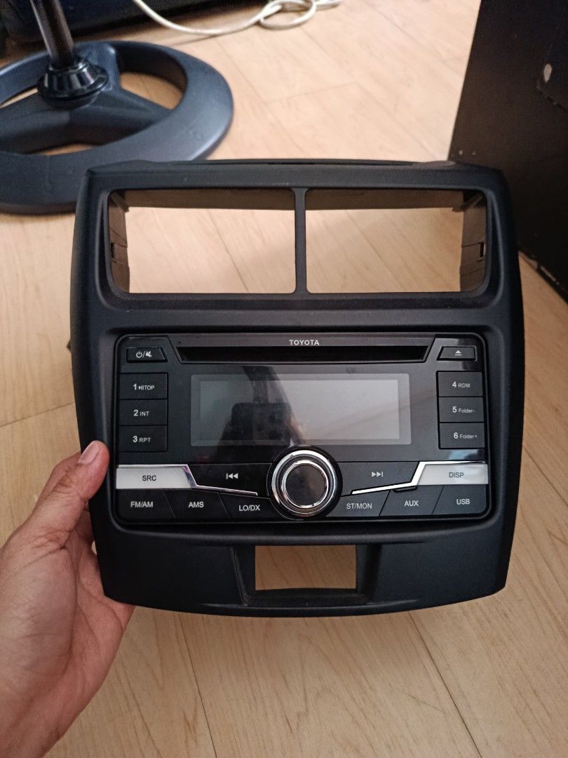 Toyota Avanza 2018 Head Unit (Category: Audio, Video, Alarm and other Electronic Accessories) located in Pasig City. Submitted by pinkymon1029 (Listing ID 1449283757, Image 2). Description: - Genuine Toyota Avanza 2018 Head Unit - Direct fit replacement - Excellent working condition - Sleek black design with clear display - Includes all visible buttons and ports (USB, AUX) - Perfect for upgrading or replacing your car's audio system.
