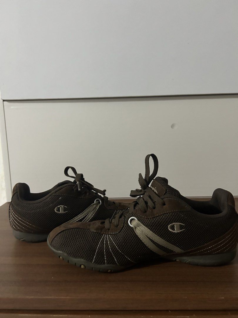 Vintage Brown Champion Sneakers (Category: Sneakers) located in Tarlac. Submitted by clydeascope (Listing ID 1449238728, Image 3). Description: - Brown Champion sneakers - Lace-up style - Mesh and suede material - White stitching detail on sides - Perfect for casual wear or light workouts - Size: 8 womens but can fit 7 mens - Issue/s: Stains **PLEASE TAKE NOTE** - No returns, refunds, or exchanges. Please purchase at your own risk. - I will provi