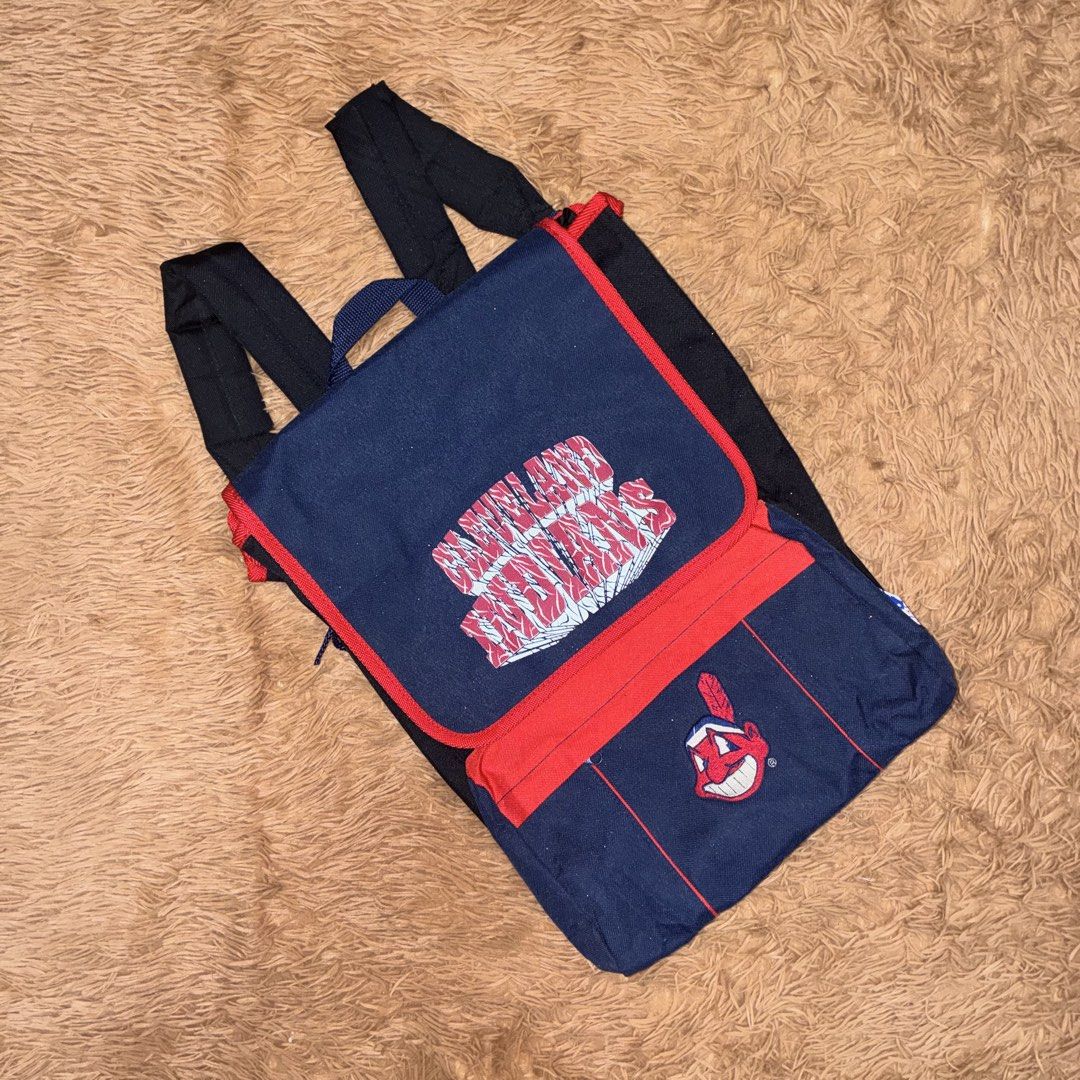 Vintage Cleveland Indians Backpack by Nasco (Category: Backpacks) located in Nabua. Submitted by elevadoray (Listing ID 1449247378, Image 1). Description: Vintage Cleveland Indians Backpack by Nasco Dimension: 14 x 19 Inches Excellent Condition (9.5/10) Issue: Putol yung isang plastic fastener pero nasasarado naman P650 PM or Text 09669119158 for faster transaction!.