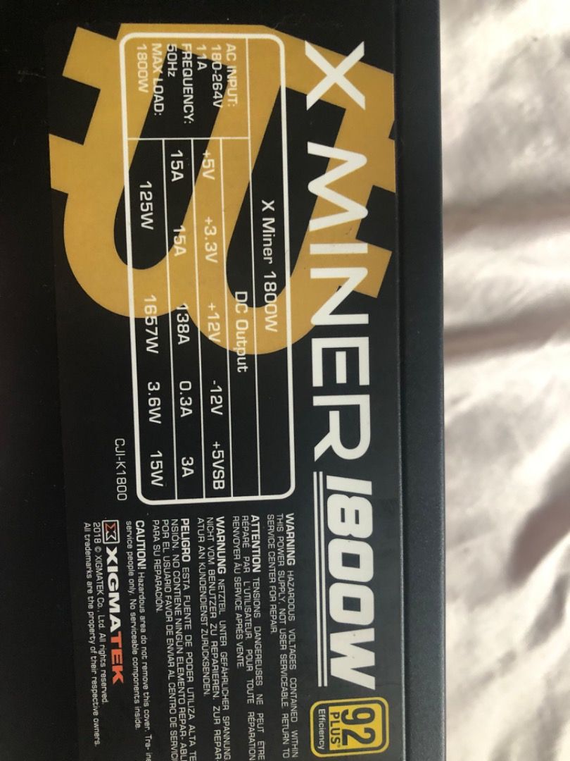 X-Miner 1800W Power Supply
