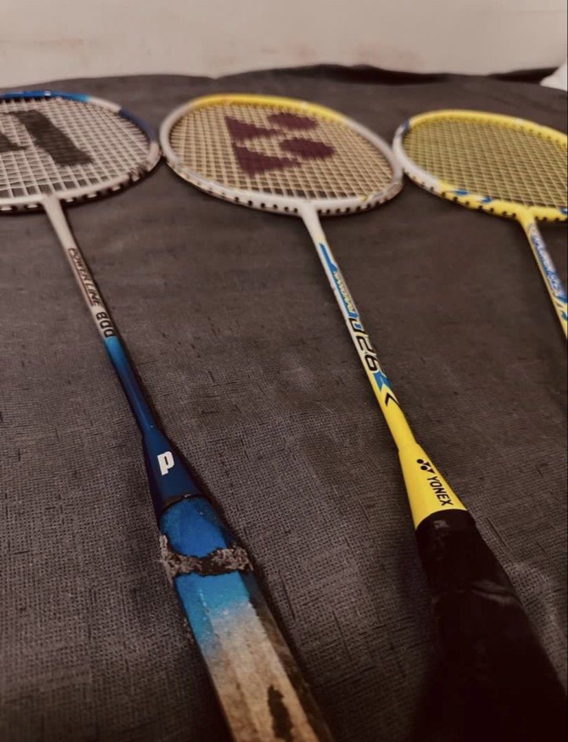 Yonex, Prince, and Victory Explorer Badminton Rackets ! (Category: Racket and Ball Sports) located in Manila. Submitted by kerroppi_ (Listing ID 1449316957, Image 2). Description: Take all: P4000 | Individual Pricing Prince Powerline 800 - P1500 Yonex Nanoray D26 - P1500 Victory Explorer 6250 - P1500 ! All Original ^^ 📍 Marikina.