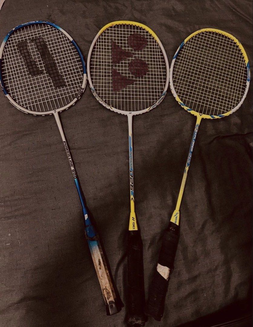 Yonex, Prince, and Victory Explorer Badminton Rackets ! (Category: Racket and Ball Sports) located in Manila. Submitted by kerroppi_ (Listing ID 1449316957, Image 1). Description: Take all: P4000 | Individual Pricing Prince Powerline 800 - P1500 Yonex Nanoray D26 - P1500 Victory Explorer 6250 - P1500 ! All Original ^^ 📍 Marikina.