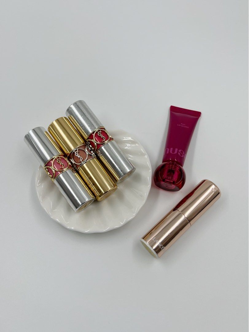 ⚜️YSL, lancome, muse lipstick set (Category: Makeup) located in Makati City. Submitted by 90sangel (Listing ID 1449189389, Image 2). Description: SOLD •Items: 5pcs lipstick & gloss 💋💄 includes: chanel paperbag & ribbons ❀˖°~ YSL lipstick: — Product Line: Rouge Volupté Shine Shade Number: 9 (Nude in Private) — Product Line: Volupté Plump-in-Colour (Rouge à Lèvres / Lipstick) Shade Number: 1 (Mad Nude) — Product Line: Rouge Volupté Rock'n Shine (