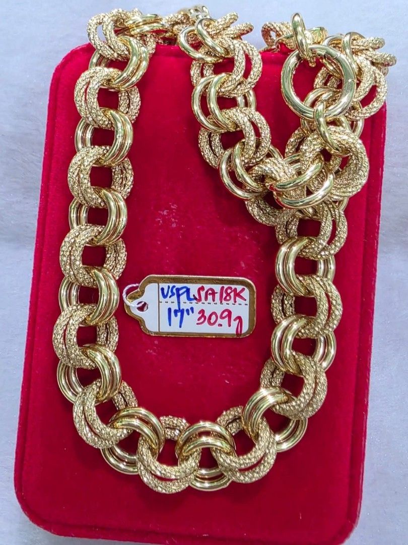 18k Saudi Gold cadena necklaces (Category: Necklaces) located in Manila. Submitted by bhelgoldseller2ndaccount (Listing ID 1449484219, Image 1). Description: New!!✨New!!✨New!! Authentic 18k Saudi Golds 💯pawnable/naisasanla 💯with high appraisal rate 💯good investment 💯Direct supplier price 👉OPEN for resellers 🌺please take time to evaluate their actual sizes and grams 👉Best panggift for all occasions ✅ Sold per grams not per piece Kya lowest 