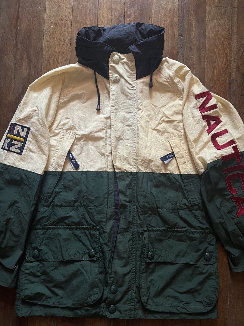 1990s Nautica NKZ Sailing Parka Jacket (Category: Coats, Jackets and Outerwear) located in Los Banos. Submitted by lootmeup (Listing ID 1449477901, Image 2). Description: 1990s Nautica NKZ Sailing Parka Jacket Split colorblock design Packable hood, double zip Unique piece 🔥 Issue: need wash Size: Width: 23 Length: 30 Mine P1,500.