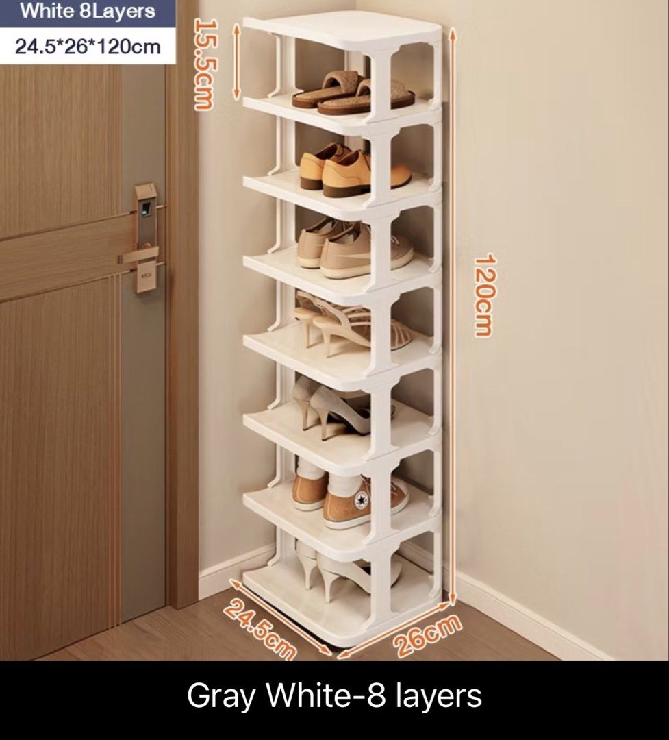 8 Layer Shoe Rack Organizer Storage Shelf (Category: Shelves, Cabinets & Racks) located in Shah Alam. Submitted by tashaaway (Listing ID 1449442216, Image 1). Description: - Modular 8-layer shoe rack - Can be split into two smaller racks - Dimensions: 24.5cm (W) x 26cm (D) x 120cm (H) - Ideal for organizing entryways and closets - Easy to assemble - Stackable.