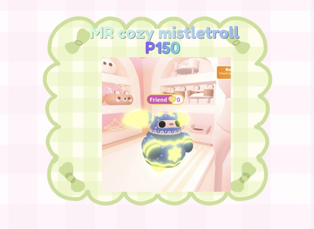 adopt me mega neon ride cozy mistletroll (Category: Others) located in Taguig. Submitted by mia.thrift (Listing ID 1449420731, Image 1). Description: dm if interested! 💗.