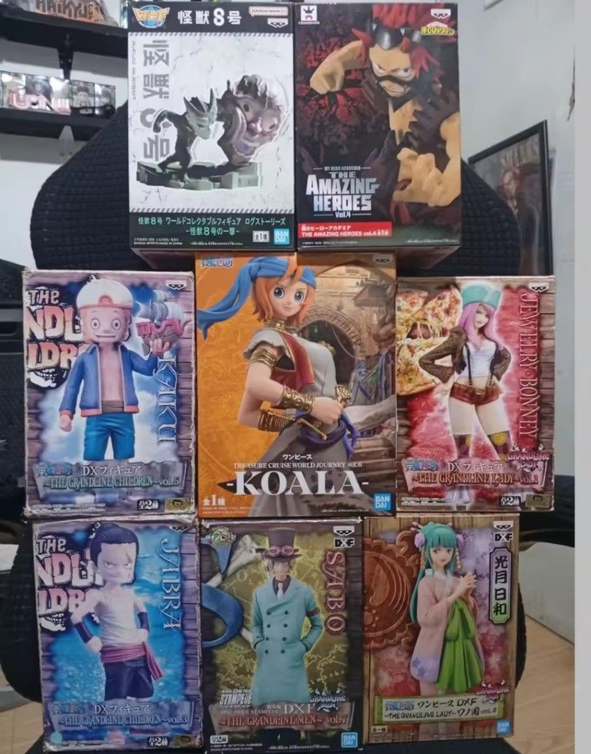 Authentic Bandai Anime Action Figure (Category: Figurines & Statues) located in Tanay. Submitted by tykezz (Listing ID 1449413769, Image 1). Description: Authentic Bandai Anime Action Figure One piece Kaiju My hero Academia Dxf kaku-Jabra- hiyori- bonney- kuala-sabo And Condition MIB and BIB Jabra And kaku box condition 4 out of 10 but figured is condition MIP mint in plastic. more photos in Discreption.