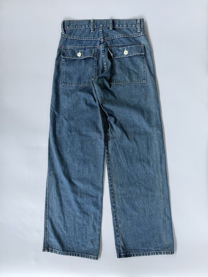 Baker Fatigue Denim Pants (Category: Jeans) located in Baguio. Submitted by themgarbage (Listing ID 1449530477, Image 2). Description: Size tagged: Issue:none Waistline:30 Length:41.5 Thighs:13 Opening:10.