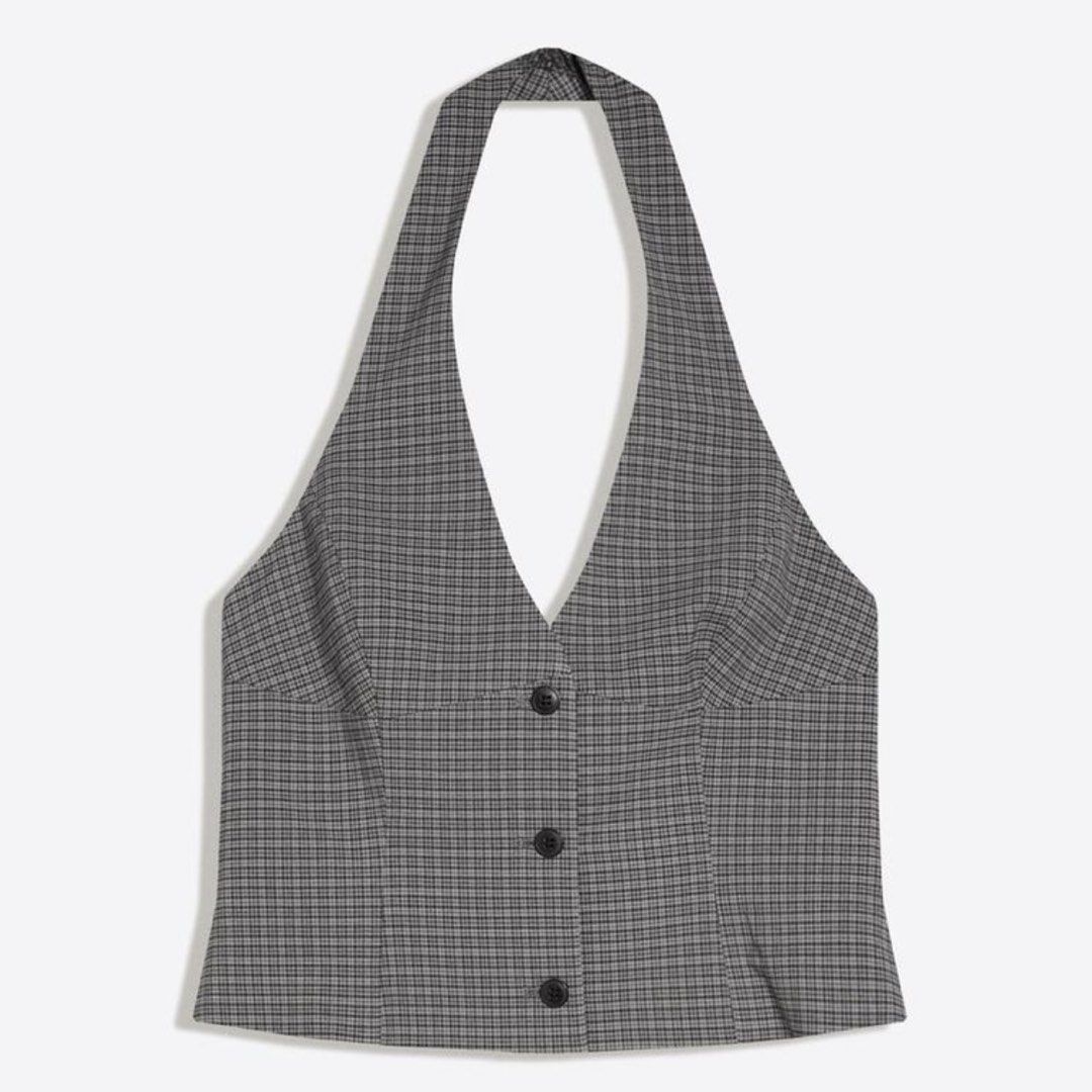 Bershka Halter Backless Vest Top - Gray (Category: Sleeveless) located in Pasay City. Submitted by p.r.c.s (Listing ID 1449386382, Image 1). Description: SRP: 1995 Selling low! Currently sold out. Very cute but it doesn’t suit me .