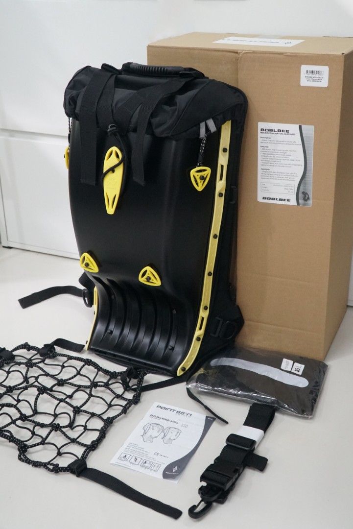 BOBLBEE Sport 25L Hardshell Backpack (Category: Backpacks) located in Caloocan City. Submitted by louiefranciscoc (Listing ID 1449368688, Image 2). Description: For your spine protection while riding. FOR SALE: BOBLBEE MEGALOPOLIS SPORT 25L PHANTOM BLACK W/ YELLOW ACCENTS Secondhand - mint condition. ₱16,000 Color: Matte Black with Yellow Rails & Triaxial Capacity: 25L Inclusions: - Bag - Standard waist belt - Mmanual - Aftermarket rain cover and