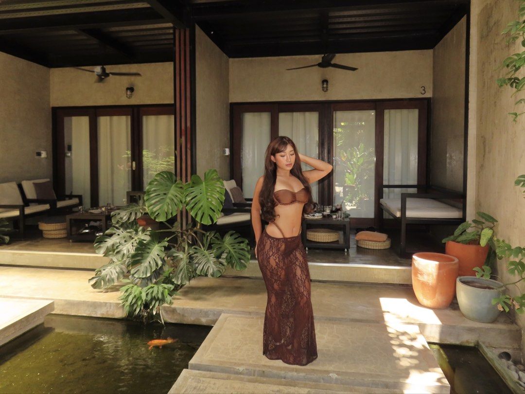 Brown Halter Neck Bikini with Beaded Waist Chain (Category: Bikinis & Swimsuits) located in Pateros City. Submitted by cmarieeep119269 (Listing ID 1449468749, Image 3). Description: - Two-piece bikini set in a stylish brown color. - Halter neck top featuring unique braided straps. - Comfortable and flattering matching bikini bottoms. - Includes a beautiful beaded waist chain accessory. - Ideal for beach trips, pool parties, or lounging by the wat