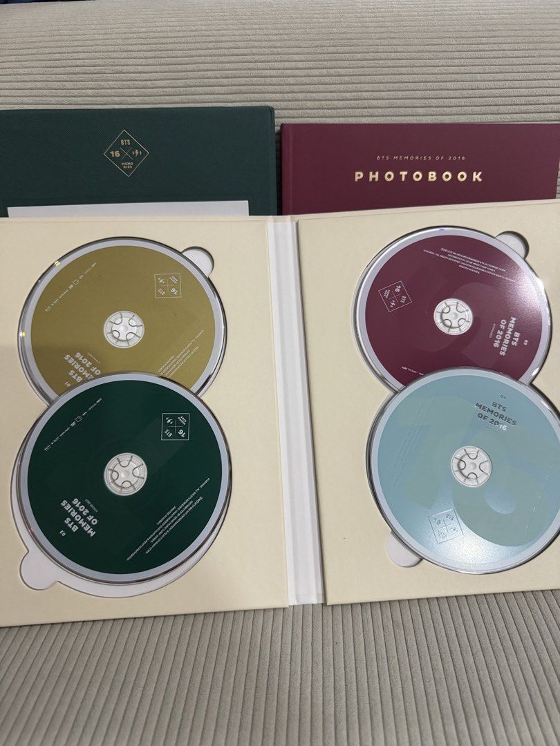 BTS Memories of 2016 dvd (Category: CDs & DVDs) located in Bacoor. Submitted by _jmcart (Listing ID 1449465592, Image 2). Description: - Includes photobook and all four DVDs (no pc) all cds are working - own collection - mop: bpi / gcash / maya - mod: ggx / lalamove .
