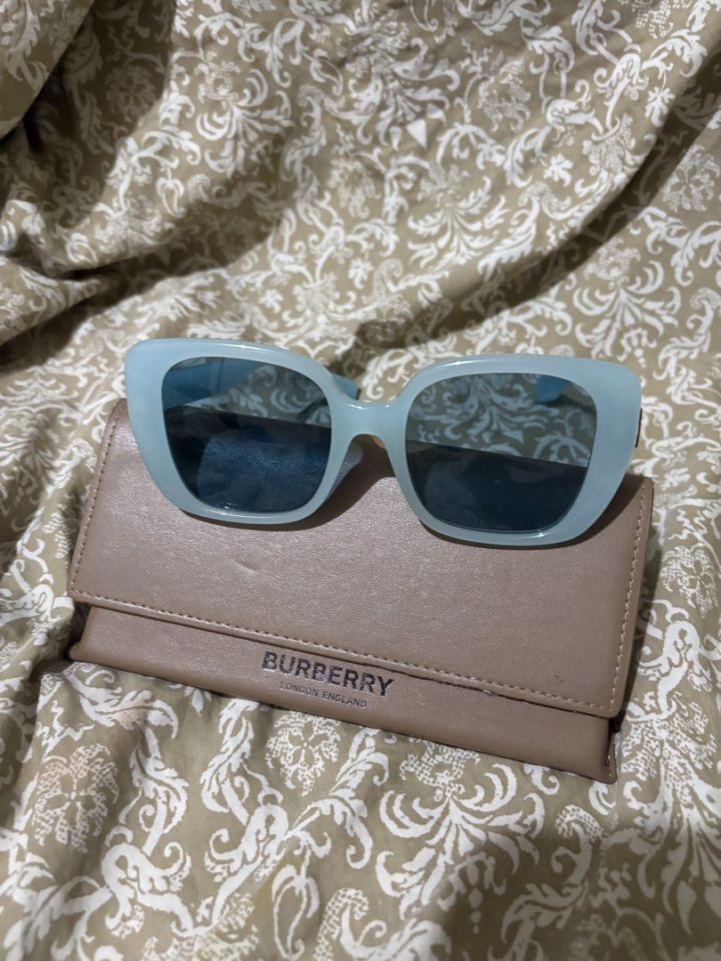 Burberry "Helena" square sunglasses (Category: Sunglasses & Eyewear) located in Paranaque City. Submitted by dkc22 (Listing ID 1449487907, Image 1). Description: Burberry Helena B4371 4086/80 Color: Azure/Light blue Authentic Used only once. Bought it in the US for $300.