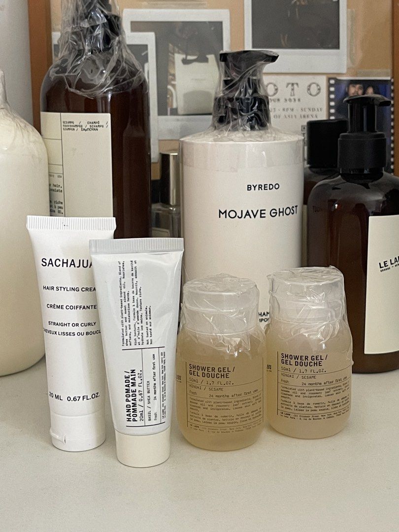 Byredo & Le Labo Items (Category: Bath) located in Santa Rosa. Submitted by gracesther1217 (Listing ID 1449343910, Image 2). Description: Look at these items I sold last time! - Byredo Bal d Afrique Body Wash in minis - Le Labo Hinoki Shower Gel 500ml - Byredo Gypsy Water Body Lotion 450ml - Le Labo Rose 31 Shampoo 480ml with freebies of - Le Labo Hinoki handcreams in mini - Crabtree & Evelyn handcreams in mini - Tocca handcreams in mini, and - B