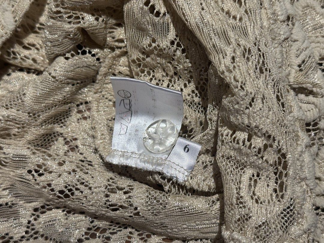 Cepica Beige Lace Button-Up Cardigan Small (Category: Coats, Jackets and Outerwear) located in Quezon City. Submitted by shopalmostfriday (Listing ID 1449496800, Image 3). Description: - Brand: Cepica - Color: Beige - Style: Lace Jacket - Sleeves: Long - Closure: Button-up front - Size: 6 - Versatile: Great for layering over tops or dresses.