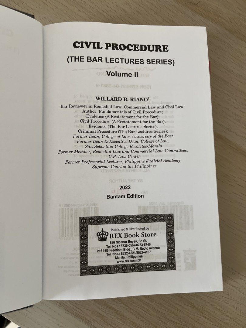 Civil Procedure Vol 2 Riano 2022 (Category: Textbooks) located in Manila. Submitted by frootjooce (Listing ID 1445018726, Image 2). Description: with highlights and markings j&t or lalamove gcash or bpi.