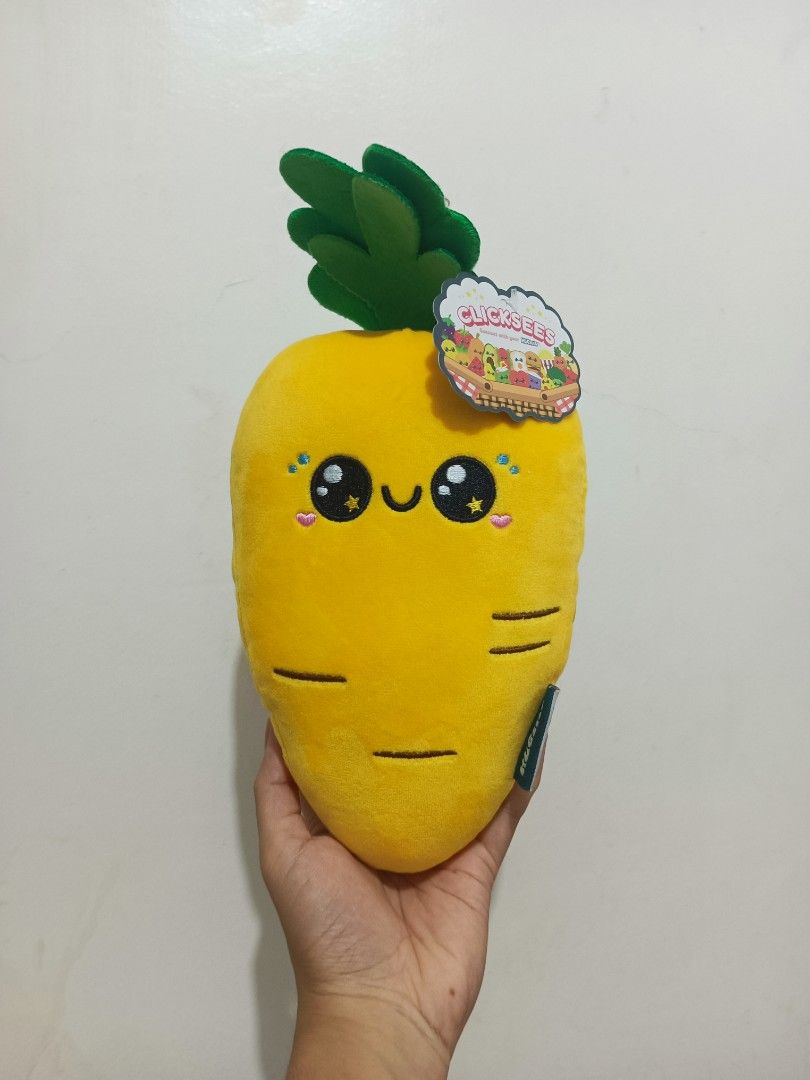 Clicksees Carrot Plush Toy 8" (Category: Plushies & Soft Toys) located in Santa Rosa. Submitted by squishyfables (Listing ID 1449457286, Image 2). Description: Brandnew with papertag and etiketa 💸 150 each ✨380 take all (3pcs) - 8 inches - 1pc orange and 2pcs yellow *Payment first before shipping. *Shipping fee shouldered by buyer..