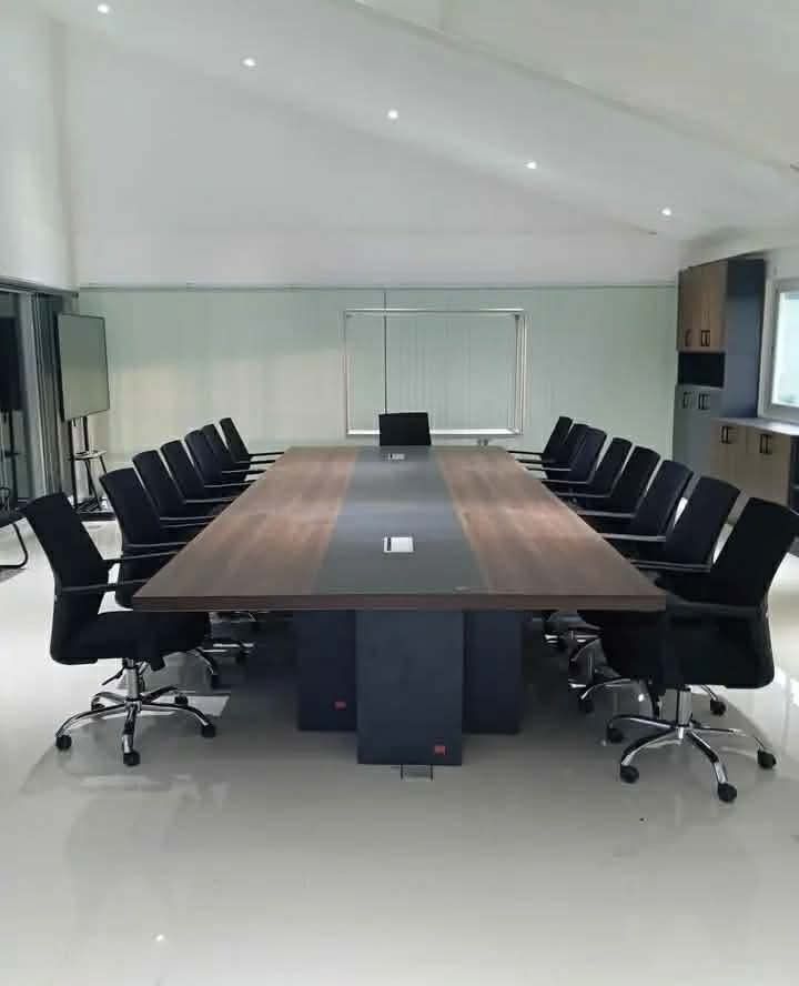 Conference Table, Desks, and Chairs for Office (Category: Office Furniture & Fixtures) located in Manila. Submitted by eloizavill76462 (Listing ID 1449462256, Image 1). Description: Customize Office Table / Conference Table -High Pressure Laminated Top -Painted Tubular Legs -With Wire Management -MDF Plyboard Color and design can be customized according to clients preference..