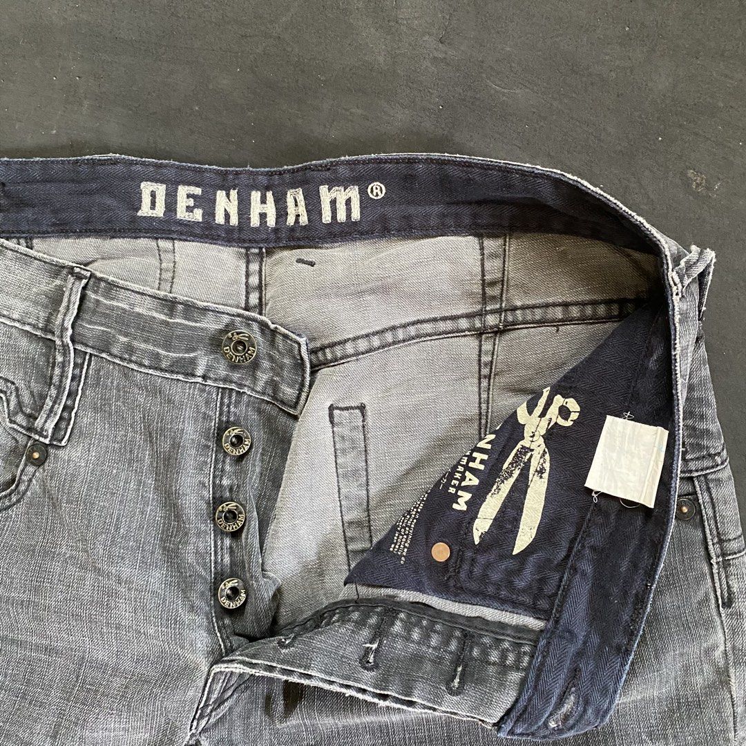DENHAM Grey Button Fly Jeans (Category: Jeans) located in Tarlac. Submitted by thrifttuff_ (Listing ID 1449426661, Image 3). Description: 32-36W / 45L / 8.5LO Grey denim jeans from DENHAM. Button fly closure. Classic five-pocket styling. The denim is a washed grey with some subtle fading. Great for casual wear. Check out the details on the inner label..