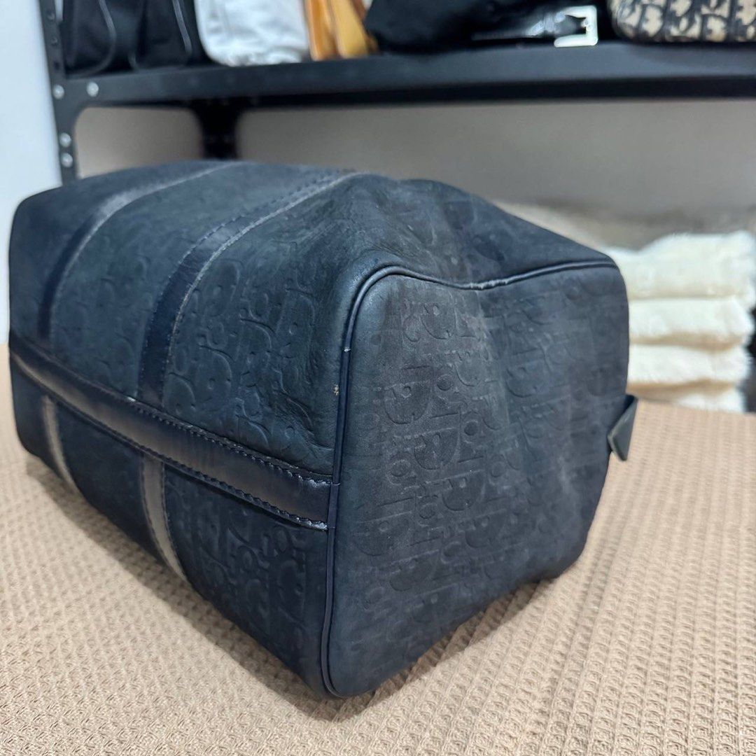 Dior Blue Oblique Leather Duffle Bag - Medium (Category: Luxury Bags & Wallets) located in Angeles City. Submitted by cherrypicked.ph (Listing ID 1449483840, Image 3). Description: Dior Blue Oblique Leather Duffle Bag - Medium Condition & Flaws: (See Detailed Pictures Attached) Made in France 📐 Measurements in CM Height: 19 cm Width: 30 cm Depth: 16 cm Drop: 13 cm 📎 TAKE NOTE : • Please note that this is a used / thrifted piece, and minor imper