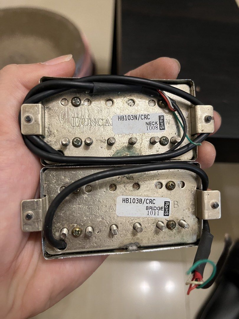 Duncan Designed HB103N/HB103B Humbucker Pickups Set (Category: Musical Instruments) located in Cainta. Submitted by caleb0727 (Listing ID 1449332155, Image 2). Description: LOCATION: GREENLAND SUBD, CAINTA PICK UP OR SHIPPING ONLY! PRICE: 3.5k FIXED •Duncan Designed Humbucker Set 3.5k FIXED -in good condition -no issue -what you see is what you get.