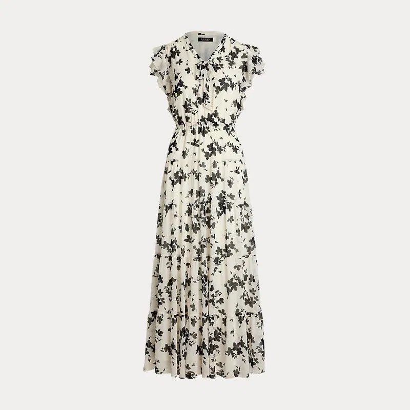 Floral Georgette Tie-Neck Maxidress (Category: Dresses) located in Caloocan City. Submitted by italdeclutter (Listing ID 1449433382, Image 1). Description: With a sweeping tiered skirt and an airy crinkle georgette fabrication, this tie-neck maxidress flows gracefully with each step. Flutter sleeves and the season’s two-tone floral print enhance its romantic appeal. A-line silhouette. Intended to hit below the ankle. V-neck with a tie-neck accent