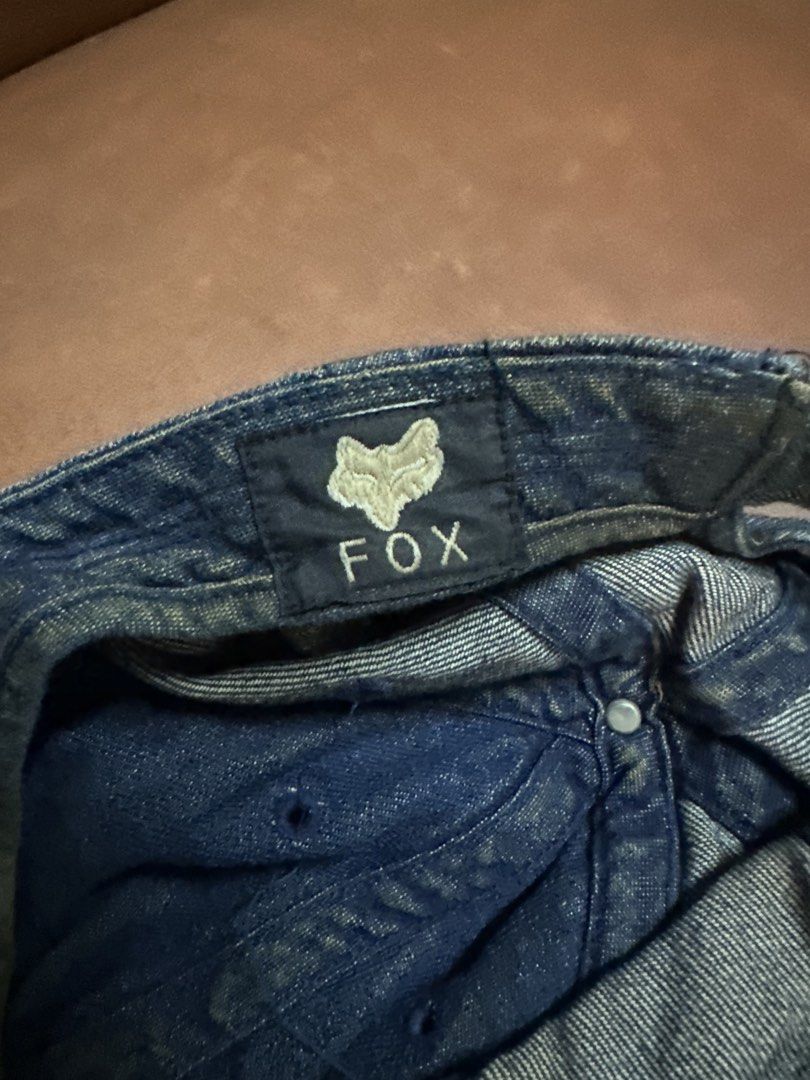 Fox Racing Denim Baseball Cap (Category: Caps & Hats) located in Manila. Submitted by clamchowder19 (Listing ID 1449416101, Image 3). Description: - Brand: Fox Racing - Style: Denim Baseball Cap - Features: Embroidered Fox head logo on front - Detail: 'FOX' embroidered on back strap - Closure: Adjustable strap - Perfect for: Casual wear.