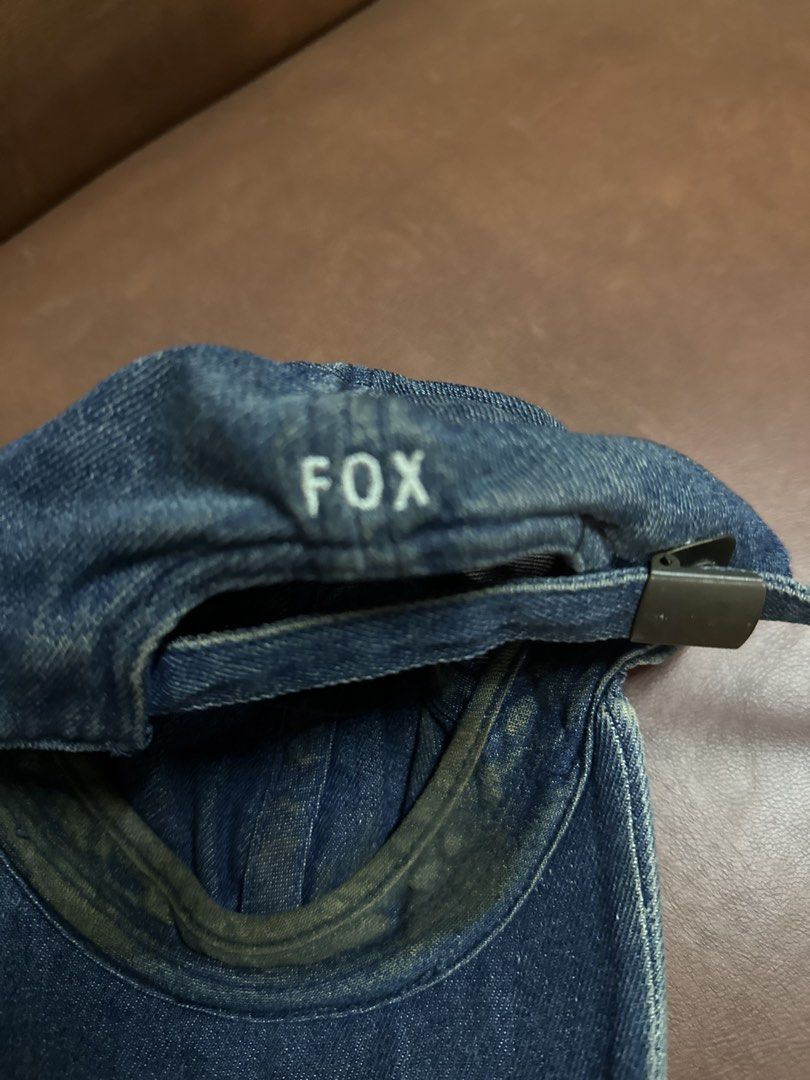 Fox Racing Denim Baseball Cap (Category: Caps & Hats) located in Manila. Submitted by clamchowder19 (Listing ID 1449416101, Image 2). Description: - Brand: Fox Racing - Style: Denim Baseball Cap - Features: Embroidered Fox head logo on front - Detail: 'FOX' embroidered on back strap - Closure: Adjustable strap - Perfect for: Casual wear.