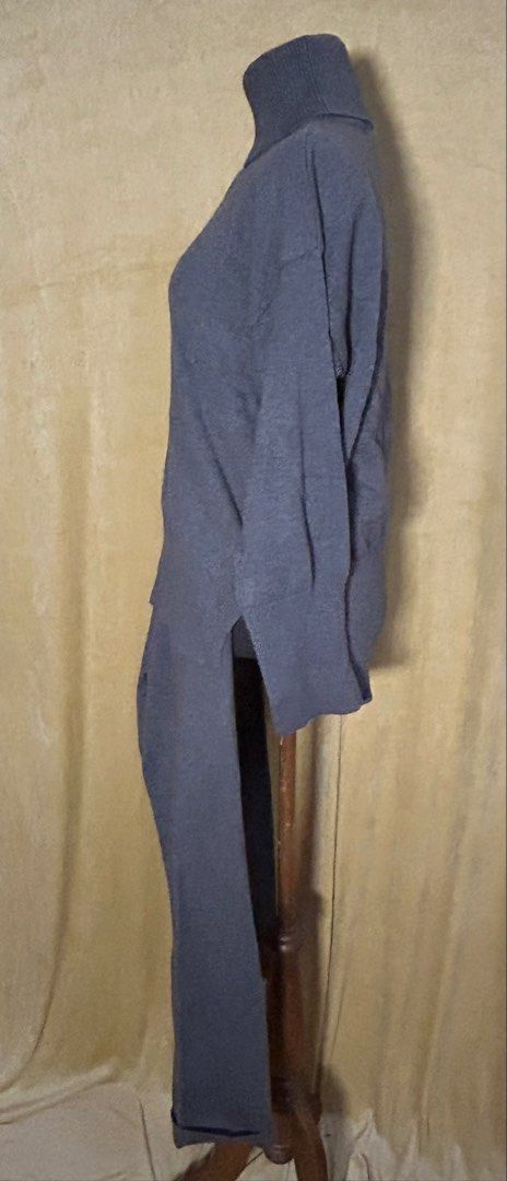 Grey Turtleneck Sweater and Pants Set (Category: Sets or Coordinates) located in Batangas. Submitted by mkjgb (Listing ID 1449531292, Image 2). Description: Can fit up to XL. Oversized. Length from shoulder is 27”. Width at waist is 22” (laid flat). Has pockets. - Great airport outfit - Comfy grey knit set - High turtleneck sweater with long sleeves - Matching pants included - Ideal for casual wear or lounging - Made from soft material - Can be s