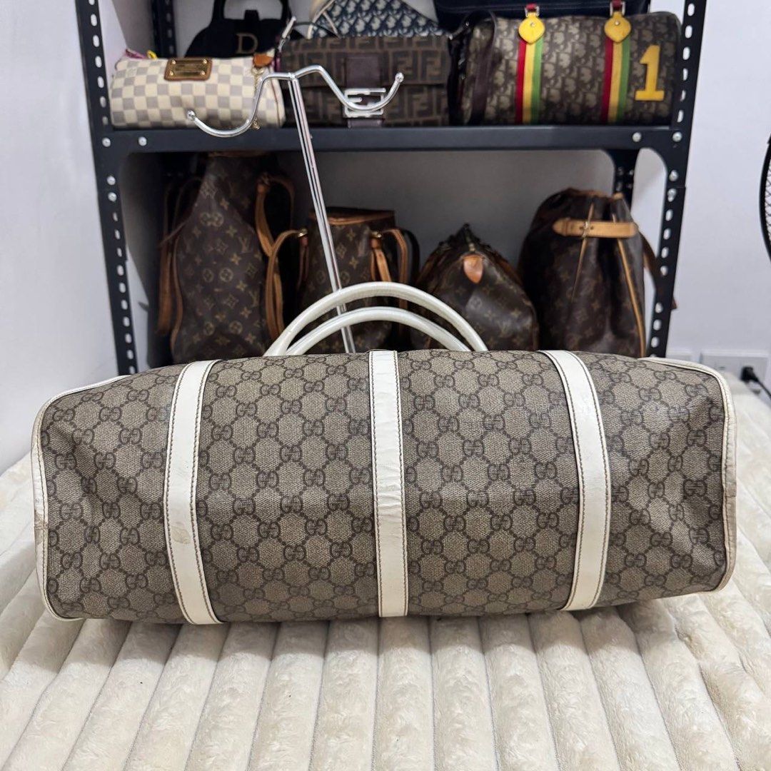 Gucci Beige/White GG Canvas Joy Medium Bag (Category: Luxury Bags & Wallets) located in Angeles City. Submitted by cherrypicked.ph (Listing ID 1449487853, Image 2). Description: Gucci Beige/White GG Canvas Joy Medium Bag Condition & Flaws: (See Detailed Pictures Attached) Made in Italy 📐 Measurements in CM Height: 32 cm Width: 45 cm Depth: 18 cm Drop: 28 cm Code: 203493 213317 📎 TAKE NOTE : • Please note that this is a used / thrifted piece, an