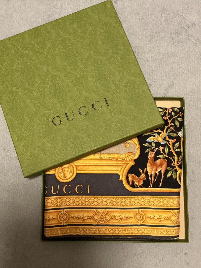 Gucci silk scarf (Category: Luxury Accessories) located in Quezon City. Submitted by hintstreet (Listing ID 1449329847, Image 1). Description: Condition: Good Inclusion: Box.