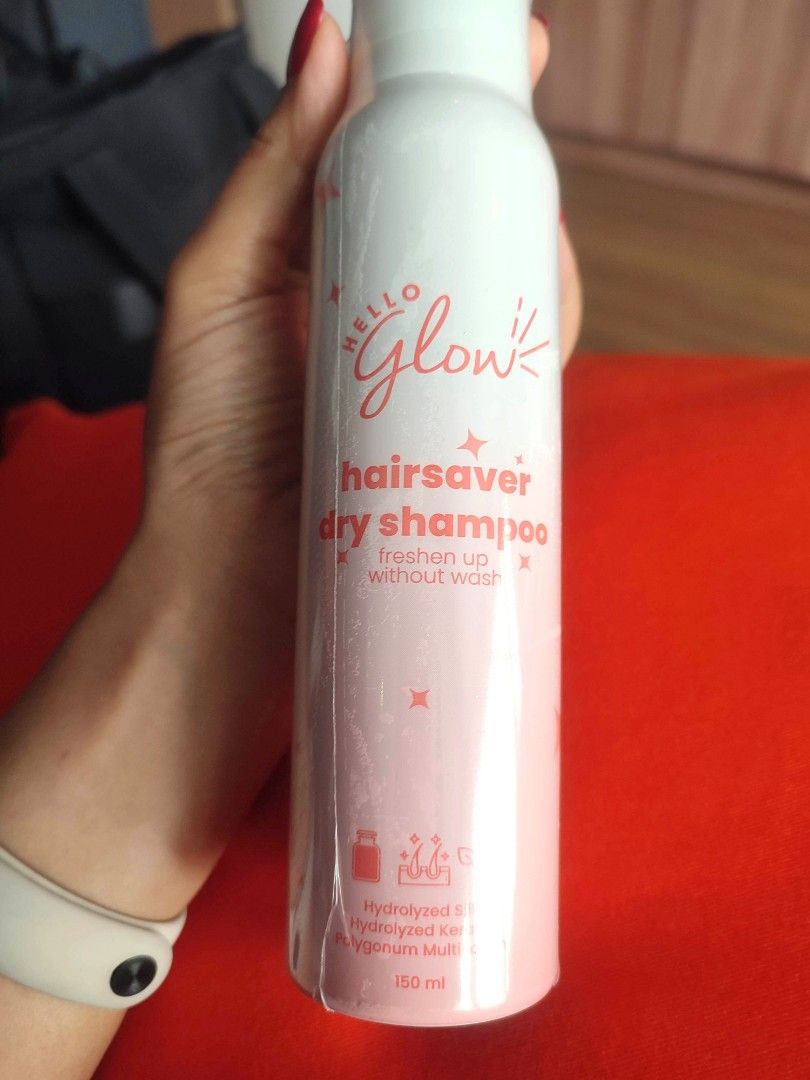 Hello Glow Hairsaver Dry Shampoo 150ml (Category: Hair) located in Pasig City. Submitted by camala (Listing ID 1449434119, Image 2). Description: New. Original price 300 Paraben free, cruelty free Quickly freshen up at any time of the day with hello Glow Hairsaver dry shampoo it helps absorb the dirt,oil and grease of your scalp without washing. It also helps add volume and extend the hold of a hairstyle, nourish the hair in humid conditions, and